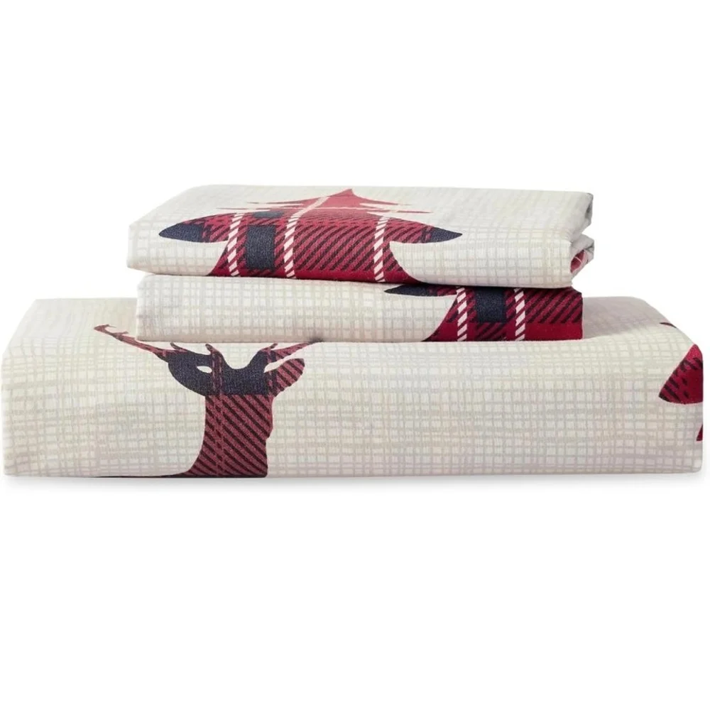 Duvet Cover Set Holiday Red and Beige Reindeer Bedding Set - Brand Unknown